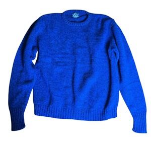 Woolrich Vintage Mens Blue Marled Wool Blend Crewneck Sweater Pullover XL